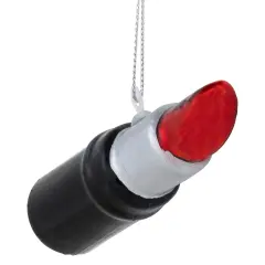 Northlight 3.75" Black and Red Lipstick Glass Christmas Ornament