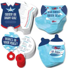 Big Dot of Happiness Taking Flight - Airplane - 4 Vintage Plane Baby Shower Games - 10 Cards Each - Gamerific Bundle
