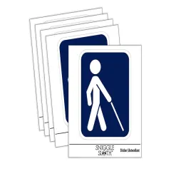 Blind Low Vision Impaired Disability Waterproof Vinyl Phone Tablet Laptop Water Bottle Sticker Set - 5 Pack