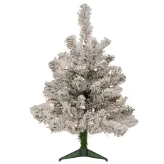 Northlight 2' Pre-Lit Flocked Madison Pine Artificial Christmas Tree, Clear Lights Green