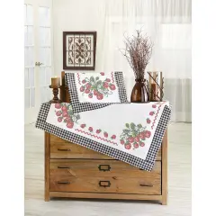 HerrschnersStrawberries & Gingham Table Topper & Runner Stamped Cross-Stitch Multi
