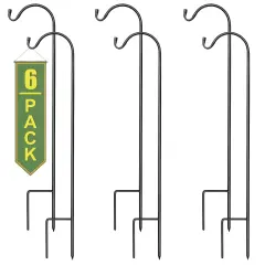 Sorbus Set of 6 Shepherds Hooks for Outdoor - Extendable Garden Stakes for Plants, Lights, Lanterns, Flower Baskets, and More