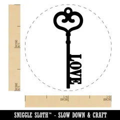 Vintage Heart Skeleton Key Love Self-Inking Rubber Stamp for Stamping Crafting Planners Yellow