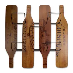 Melrose New Romance Black and Brown Five Slot Wall Mounted Wine Rack 29"