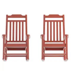 Merrick Lane Set of 2 HillfordPoly Resin Indoor/Outdoor Rocking Chairs Red