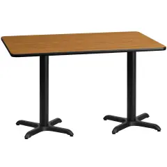Emma and Oliver 30"x60" Rectangular Laminate Table with 22"x22" Table Height Bases Natural