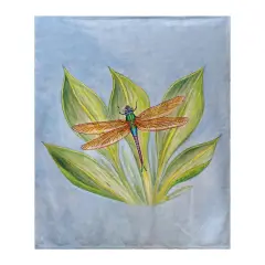 Betsy Drake Dragonfly Fleece Blanket Multicolor