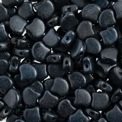 John Bead Czech Glass Jet Color Metallic Suede Ginko Beads, 50g Dark Blue