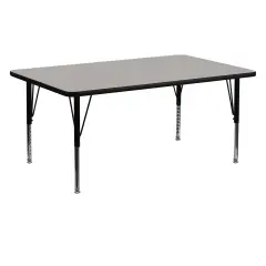 Emma and Oliver 24x60 Rectangle HP Laminate Adjustable Preschool Activity Table Gray