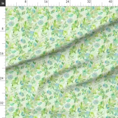 Various Fabrics by the Yard or Fat Quarter Lemon Green Blue Yellow Nature Citrus Leaves Custom Printed Fabric by Spoonflower