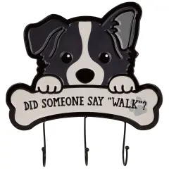 Northlight Did Someone Say "Walk"? Dog Metal Wall Organizer - 13" - Black and Cream