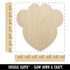 Paw Print Dog Cat Heart Peace Sign Unfinished Wood Shape Piece Cutout for DIY Craft Projects