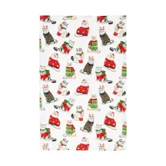 27" x 18" Christmas Holiday All Over Print Cats in Sweaters Printed Cotton Kitchen Dish Towel