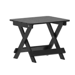 Merrick Lane Ridley Outdoor Folding Side Table, Portable All-Weather HDPE Adirondack Side Table Black