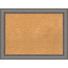 Burnished Concrete Wood Framed Corkboard, Natural Cork