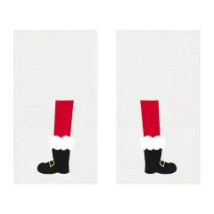 Santa Boots Waffle Weave Kitchen Towel Set of 2