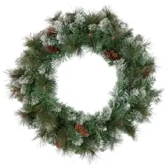 Northlight Real Touch&trade;️ Snow Valley Pine Artificial Christmas Wreath - Unlit- 24" Green