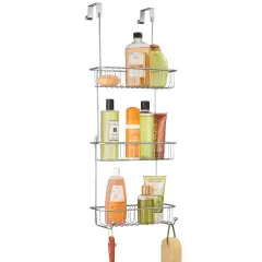 mDesign Metal Over Shower Door Caddy, Bathroom Storage Organizer