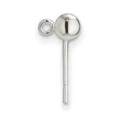 Sterling Silver Ball Stud with Ring Earrings 4.0mm Jewerly - Pack of 12