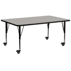 Emma and Oliver Mobile 30x72 Rectangle HP Laminate Preschool Activity Table Gray