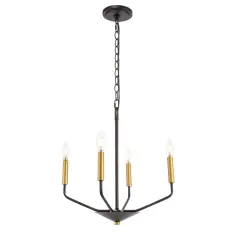 Enzo 4 light Black and Brass pendant