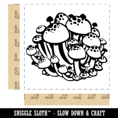Cluster of Beech Clamshell Mushrooms Fungus Fungi Self-Inking Rubber Stamp Ink Stamper Black