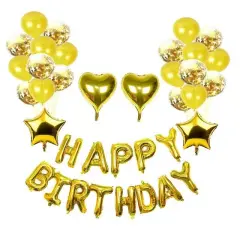 Hot Happy Birthday Decoration Multiple Color Banner Balloons Set Party Supplies Gold