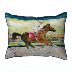 Betsy Drake Racing Horse Extra Large 20 X 24 Indoor / Outdoor Pillow