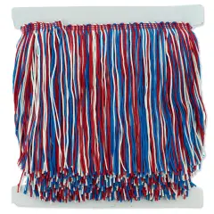 10 Yards of 6" Multicolor Chainette Fringe Trim | 10 yard cut Red/White/Blue