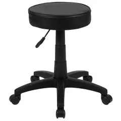 Emma and Oliver Adjustable Doctors Stool on Wheels with Ergonomic Molded Seat Black