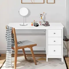 3-Drawer Home Office Study Computer Desk with Spacious Desktop White