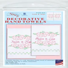 Jack Dempsey Stamped Decorative Hand Towel Pair 17"X28"-Faith, Hope, Peace & Love
