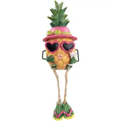 Northlight 6.25" Tropical Girl Pineapple with Cocktail Outdoor Garden Statue Brown