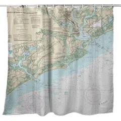 Betsy Drake Charleston Harbor and Approaches, SC Nautical Map Shower Curtain