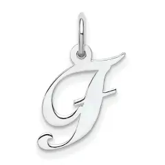 Sterling Silver Small Script Initial Letter F Charm Jewerly 16mm x 10mm