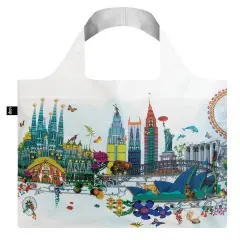 LOQI Artist Kristjana S Williams Interiors Reusable Shopping Bag, O/S, World Skyline