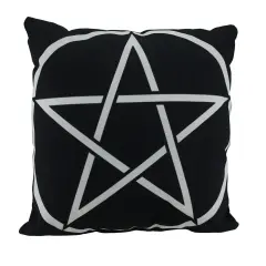 Black and White Pentacle Symbol 18 Inch Indoor / Outdoor Throw Pillow