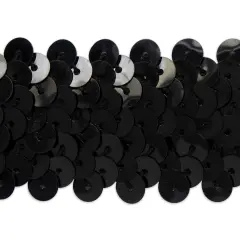 20 yards of 3 Row 1 1/4" Metallic Stretch Sequin Trim | 20 yard cut Black
