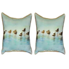 Pair of Betsy Drake Avocets Large Pillows 15 Inch x 22 Inch