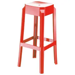Luxury Commercial Living 29.5" Red Glossy Outdoor Patio Solid Bar Stool