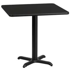 Emma and Oliver 30" Square Laminate Table Top with 22"x22" Table Height Base Black