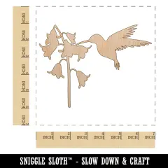 Hummingbird and Flower Unfinished Wood Shape Piece Cutout for DIY Craft Projects
