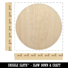 Daisy Flower in Circle Unfinished Wood Shape Piece Cutout for DIY Craft Projects