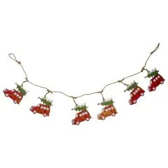 Northlight 4.5' Red Vintage Truck with Tree Christmas Garland on Jute Rope