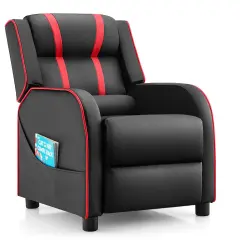 Kids Recliner Chair with Side Pockets and Footrest Red