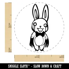 Creepy Spooky Murder Bunny Rabbit Horror Self-Inking Rubber Stamp for Stamping Crafting Planners Green
