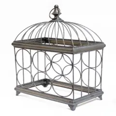 Melrose 19" Rustic Metal Birdcage Wine 6-Bottle Holder Storage Rack Gray