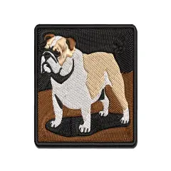 Gentle English Bulldog Pet Dog Multi-Color Embroidered Iron-On or Hook & Loop Patch Applique