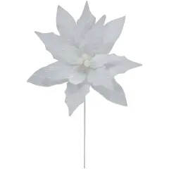 Northlight 24" Winter White Glittered Poinsettia Christmas Stem Spray