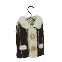 Raz Alpine Chic Winter Vest with Faux Fur on Hanger Christmas Ornament - 5.25" Brown